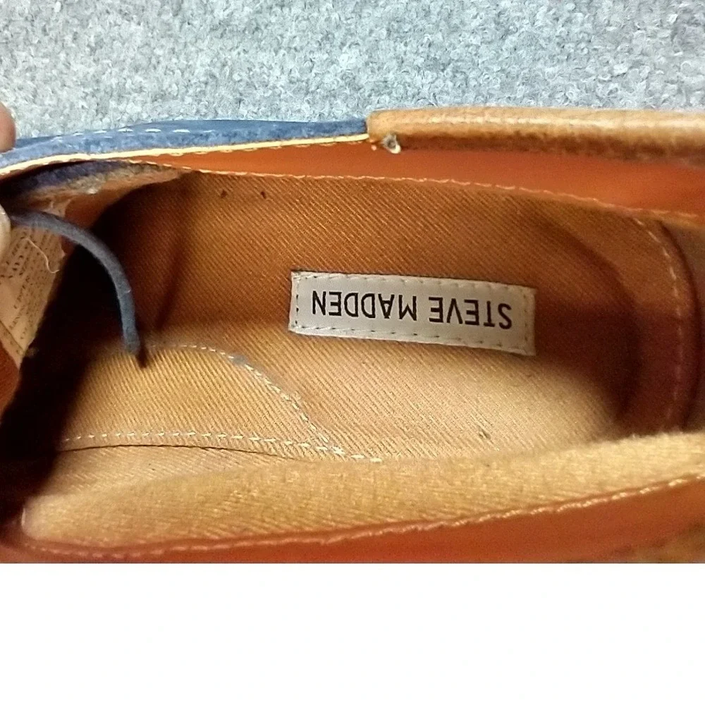 Steve Madden Hendric 415 Mens‎ Navy Blue Suede Brown Leather Chukka Boots 9.5